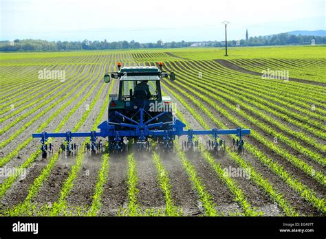 Thematic photo of a modern agricultural cultivator working in the field