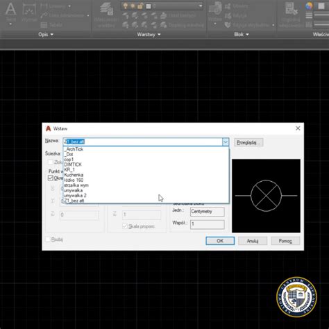 Zrzut ekranu przedstawiający wstążkę programu AutoCAD z opcją wstawiania symboli.