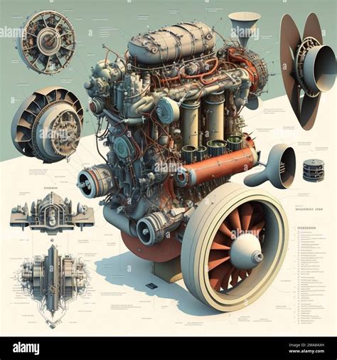 Technical diagram or exploded view of the tractor engine for better understanding
