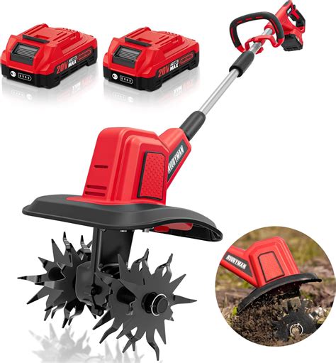 The YATO YT-85271 cordless cultivator in action, showing its compact size and ergonomic design