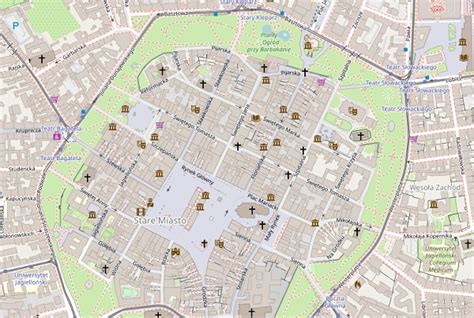 mapa Krakowa z zaznaczonymi problematycznymi skrzyżowaniami