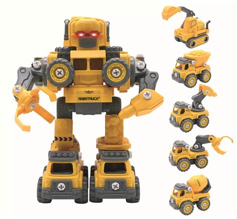 Ilustracja przedstawiająca zabawkę betoniarkę z widocznymi efektami świetlnymi i dźwiękowymi, skierowana do dzieci.