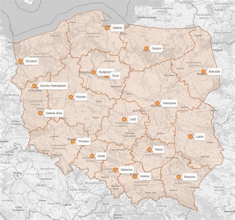 mapa z lokalizacjami dostawców kruszyw w Polsce