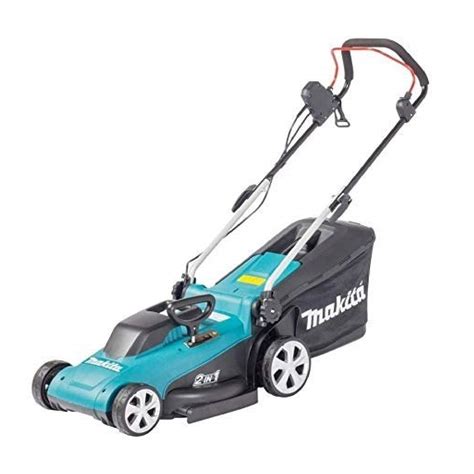Thematic photo of Makita ELM3720 electric lawnmower in a garden