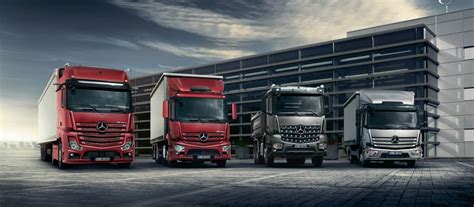 Thematic photo of various Mercedes-Benz truck models