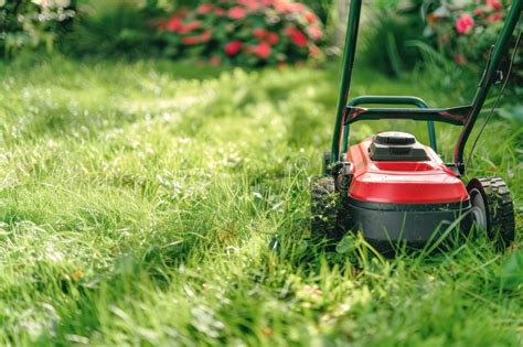 Thematic photo of a well-maintained lawn and a lawnmower