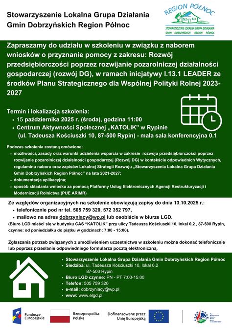 Przykłady działalności pozarolniczej wspieranych w ramach PROW