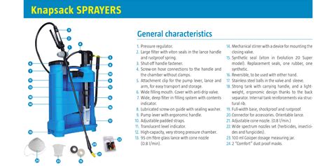 Infographic or diagram showing the technical specifications of the sprayer