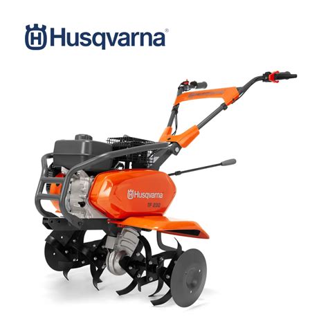 Thematic photo of a Husqvarna TF 536 tiller working in a garden