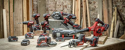 Infographics showing the range of Skil power tools and their applications