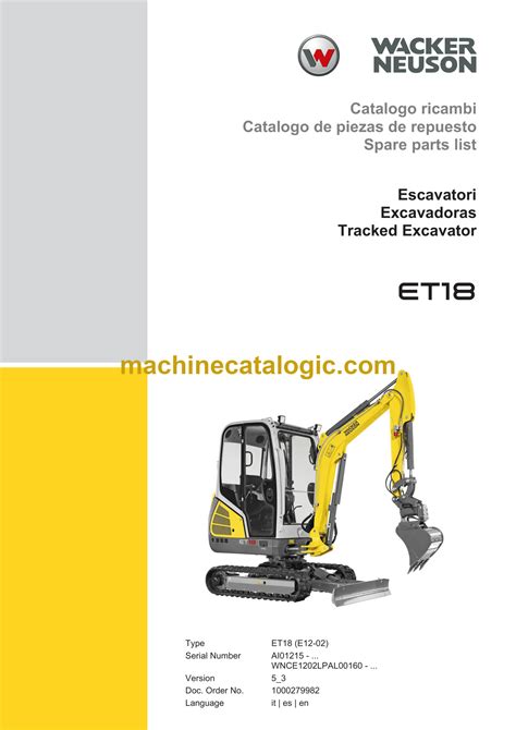 schemat techniczny koparki Wacker Neuson ET18 z wymiarami