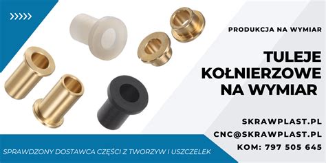 infografika przedstawiająca różne typy tulei (cylindryczne, stożkowe, z rowkami smarowymi) z krótkimi opisami
