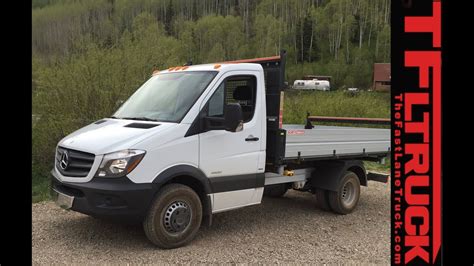 Infographic showing key technical parameters of Mercedes Sprinter dump truck