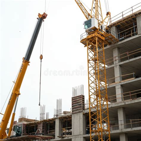 Thematic photo of a construction site with a crane in operation, transporting materials for a multi-story building.