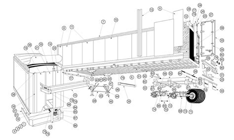Infographic of a dump trailer structure with highlighted components