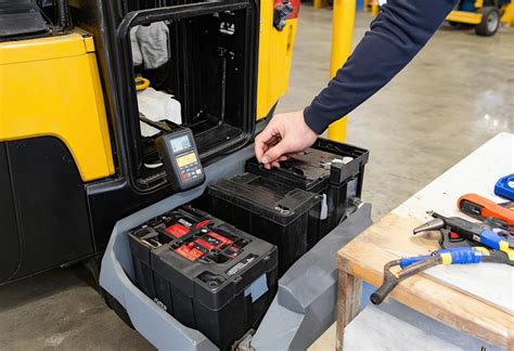 Schemat budowy baterii litowo-jonowej w wózku widłowym.