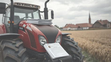 Ilustracja przedstawiająca proces rejestracji ciągnika rolniczego w urzędzie komunikacji