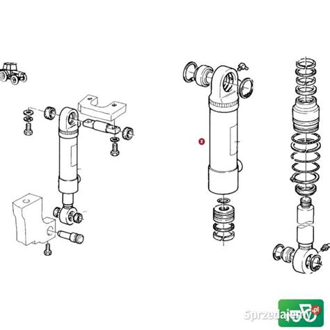 schemat systemu amortyzacji kabiny i osi przedniej w ciągnikach Claas