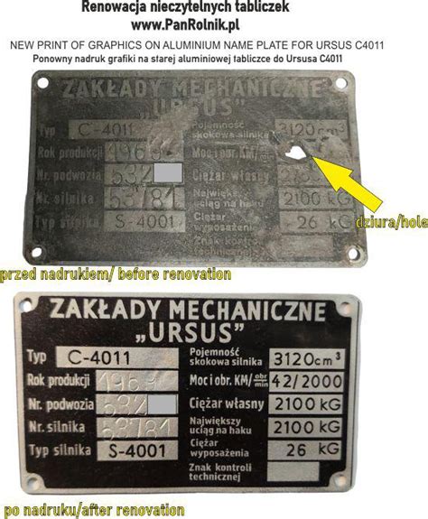 Zdjęcie aluminiowej tabliczki znamionowej do wozu asenizacyjnego