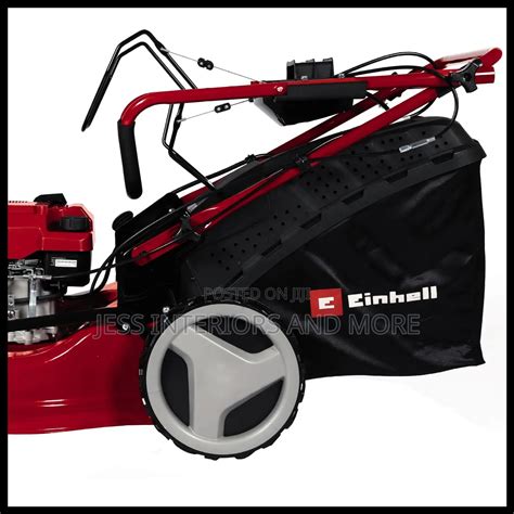 Detailed diagram illustrating the main components of a Einhell petrol lawnmower