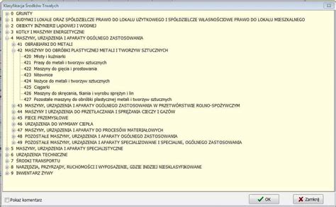 Tabela przedstawiająca rodzaje ciągników w Klasyfikacji Środków Trwałych (KŚT)