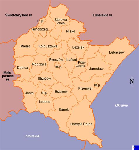 Mapa Podkarpacia z zaznaczonymi miejscowościami, w których najczęściej pojawiają się ogłoszenia