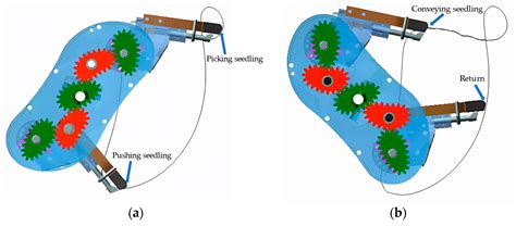 Diagram illustrating the mechanism of a single-row planter for seedlings
