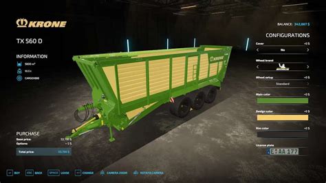 Model przyczepy Krone TX 560 D w grze Farming Simulator 17