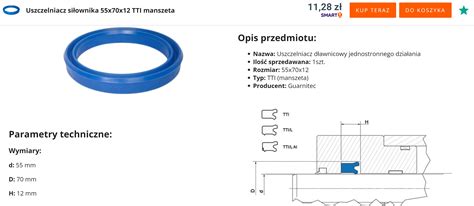 Zbliżenie na uszczelnienie siłownika hydraulicznego z widocznym wyciekiem