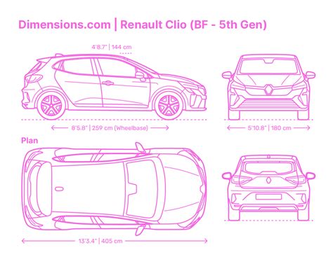 Technical drawing or schematic of Renault 110-14 dimensions