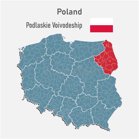 Map of Podlaskie Voivodeship highlighting key cities and towns where agricultural and construction equipment is traded.