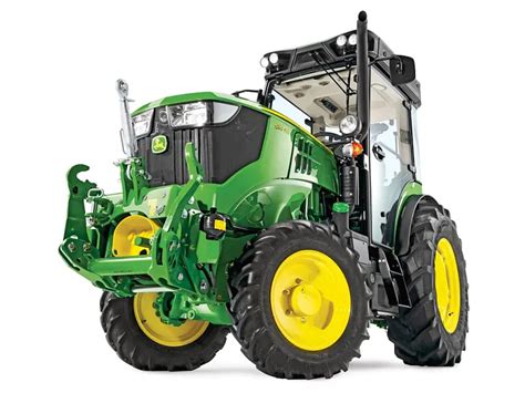 Zdjęcie ciągnika z serii R, podkreślające jego kompaktowe rozmiary i przeznaczenie do prac w sadach.