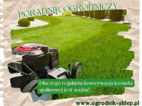 zdjęcie pracującej kosiarki spalinowej na trawniku