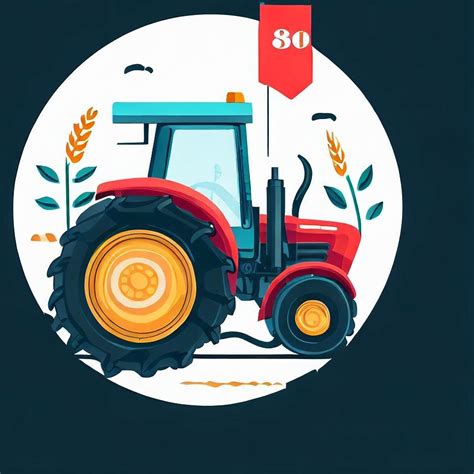Ilustracja przedstawiająca różnorodne modele ciągników rolniczych różnych marek.