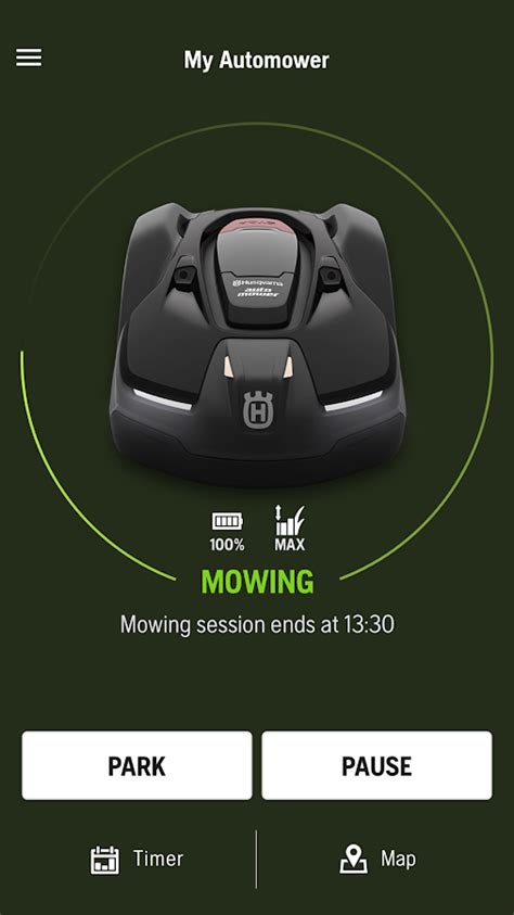 Screenshot of the Automower Connect app interface
