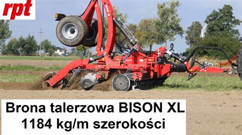 Infografika przedstawiająca dane techniczne brony talerzowej Akpil Bison XL