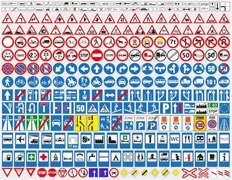 Schemat znaków drogowych dotyczących ograniczeń DMC