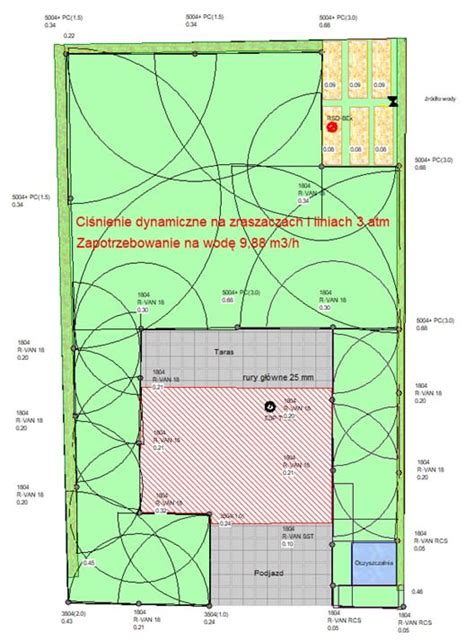Schemat rozmieszczenia drzewek na plantacji z uwzględnieniem różnych rozstawów dla drzewek ciętych i kopanych