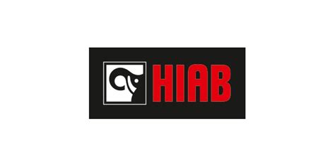 The Hiab logo, with a log crane in the background