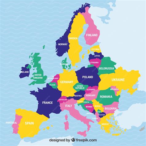 Mapa Europy z zaznaczonymi krajami