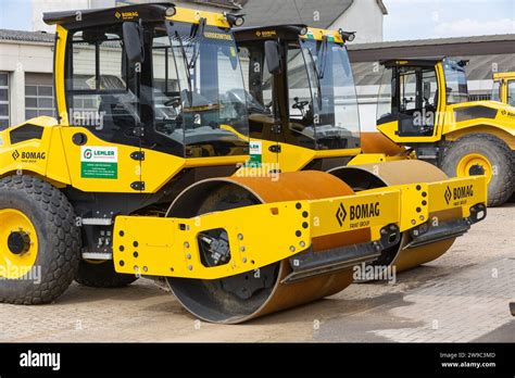 Photo of a modern Bomag road roller working