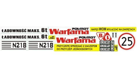 Zestaw naklejek do rozrzutnika Warfama N-228