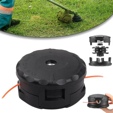 Schemat budowy głowicy żyłkowej z zaznaczonym otworem serwisowym dla trzpienia blokującego