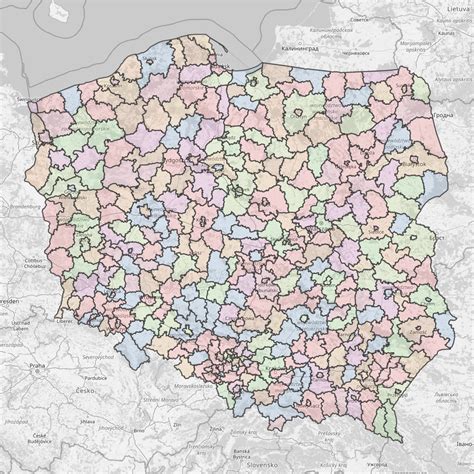 Mapa powiatu Sejny z zaznaczonymi lokalizacjami ogłoszeń