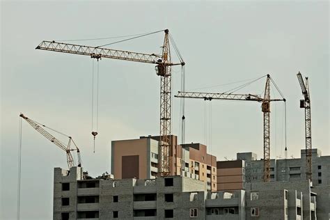 kollaz ze zdjęciami różnych rodzajów żurawi budowlanych