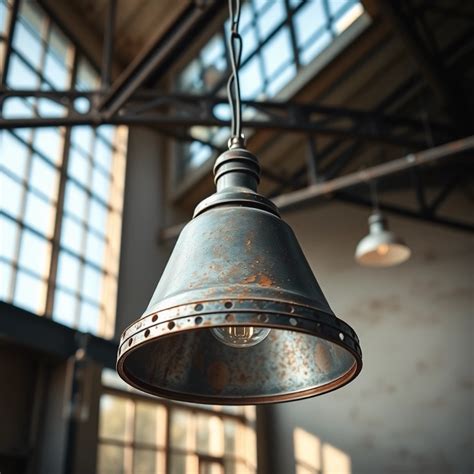 lampa emaliowana talerzówka w stylu industrialnym