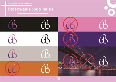 Przykład porównania logo na różnych tłach i w różnych rozmiarach, pokazujący jego wszechstronność.