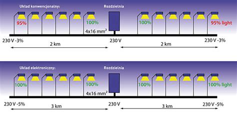 Schemat porównawczy strumienia świetlnego lampy halogenowej i LED w warunkach polowych