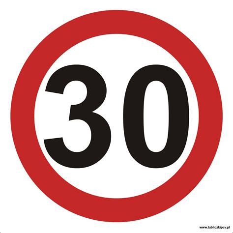 znak ograniczenia prędkości 30 km/h dla ciągników rolniczych