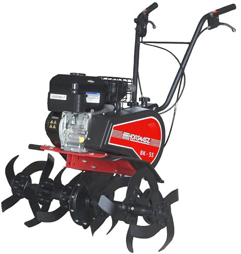Thematic photo of a person operating a Hortmasz BK 55 tiller in a garden